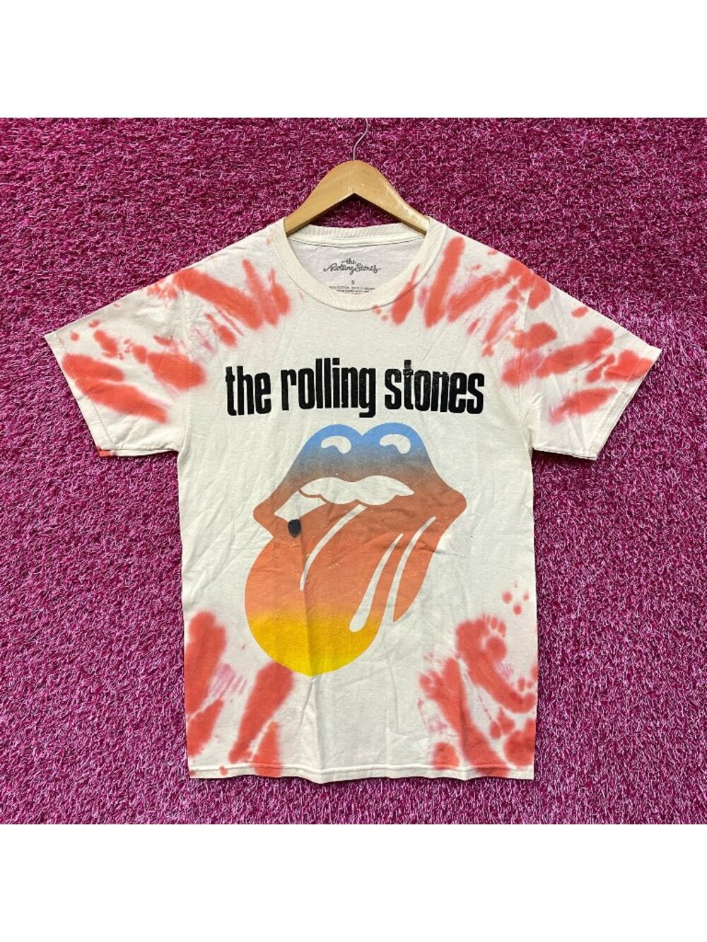 The Rolling Stones Sunset Rock Distressed Tie Dye Tshirt size Small